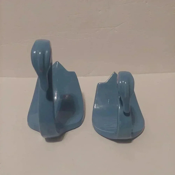 Vintage Mid-Century Blue Pottery Set Of 2 Swan Hand Towel Holder for Vanity/Bath - Picture 2 of 11